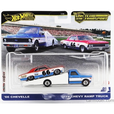 Mattel hot wheels Chevrolet Chevy Ramp Truck With Chevelle N 66 Racing 1966 Modrá Bílá Červená 1:64