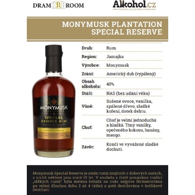 Monymusk Plantation Special Reserve 40% 0,04 l (holá láhev)