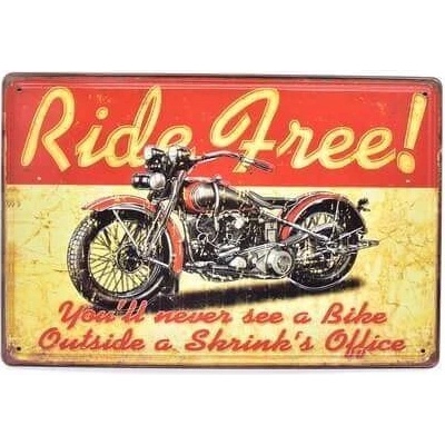 Ceduľa Ride Free Vintage style 30cm x 20cm Plechová tabuľa