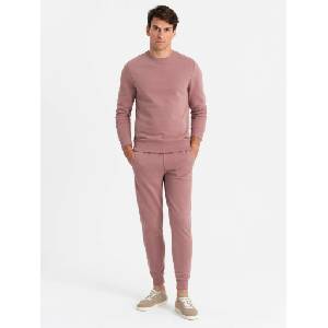 Ombre Clothing Мъжки памучен суитчър BASIC с качулка BASIC тъмнорозов Ombre Clothing Ombre Clothing | Rozov | МЪЖЕ | L