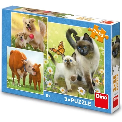 Dino - Puzzle 3x55 Rodinka zvierat - 40 - 99 piese