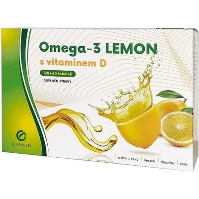 Galmed Omega-3 LEMON rybí olej s vit.D 180 kapsúl