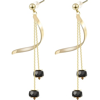 HARAHU Обеци ti-21669 - Златна / Черна kp21669 (ti-21669)