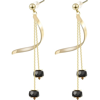 HARAHU Обеци ti-21669 - Златна / Черна kp21669 (ti-21669)