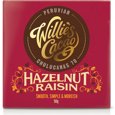 Willie's Cacao Peruvian hořká s lískovými oříšky a rozinkami 70% 50 g