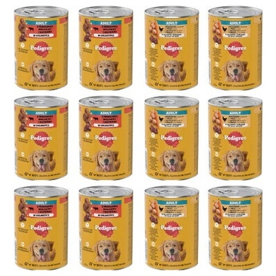 Pedigree Adult Mix příchutě kuře s mrkví a hovězím masem s játrovou směsí 12 x 400 g