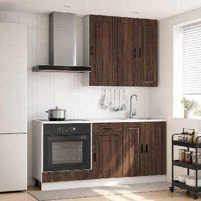 vidaXL Кухненски единица PORTO 5 pcs Кафяв дъб Инженерна дървесина (3438292)