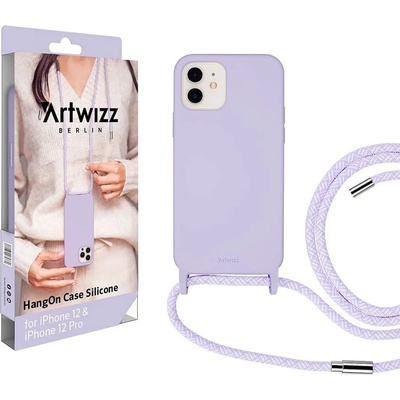 Artwizz HangOn Silicone Case - силиконов (TPU) калъфс с връзка за носене за iPhone 12, iPhone 12 Pro (лилав)