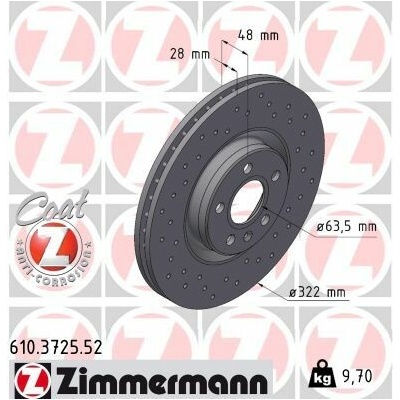 Brzdový kotúč (cena za 1ks) ZIMMERMANN 610.3725.52
