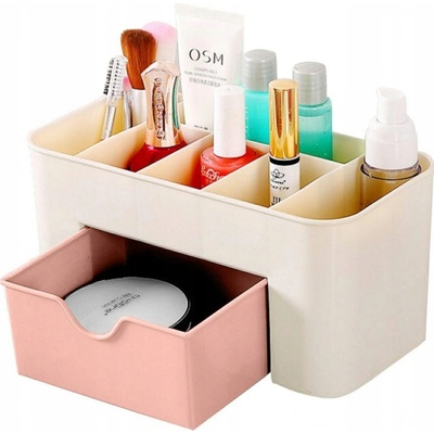 Jenifer AG506A Organizér na kozmetiku a make-up 23 x 11 x 10,5 cm bielo-ružový