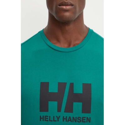 Helly Hansen Памучна тениска Helly Hansen HH LOGO в зелено с принт 30396 (30396)