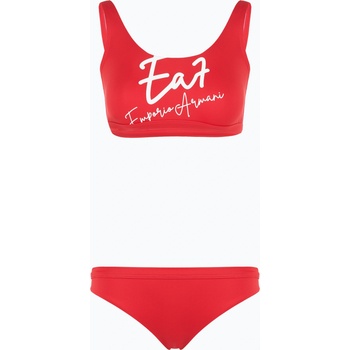 Giorgio Armani Дамски бански костюм от две части EA7 Emporio Armani Maxi Logo Bikini Top racing red