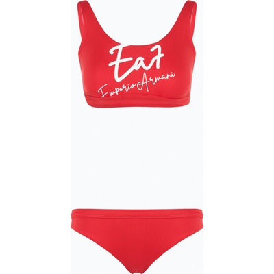 Giorgio Armani Дамски бански костюм от две части EA7 Emporio Armani Maxi Logo Bikini Top racing red