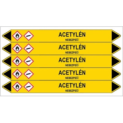 Značení potrubí, acetylén,5 ks, 150 × 12 mm PZ 007313