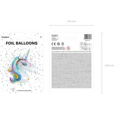 Fóliový balón Jednorožec 90 x 73 cm