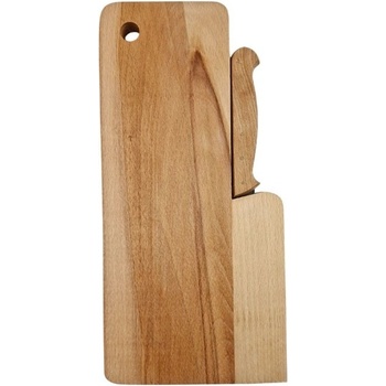 Компактен туристически комплект дървена дъска за рязане и нож (5760)