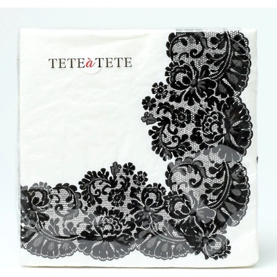 TaT servítky Lacy Frame Black 33x33cm