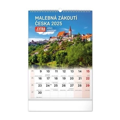 NOTIQUE Nástěnný Malebná zákoutí Česka s extra velkým kalendáriem 33 x 46 cm 2025