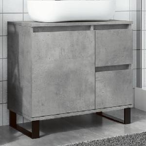 vidaXL Шкаф за мивка за баня, бетонно сив, 65x33x60см, инженерно дърво (857228)