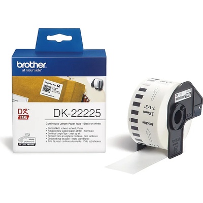 Brother DK-22225 White Continuous Length Paper Tape 38mm x 30.48m, Black on White (DK22225)
