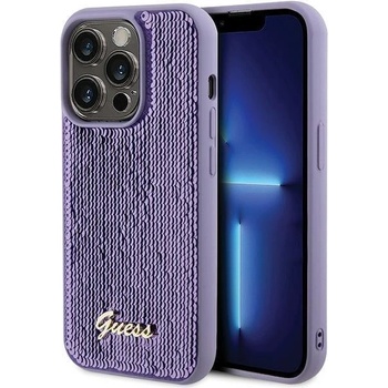 GUESS Кейс Guess Sequin Script Metal за iPhone 15 Pro Max, лилав (3666339176259)