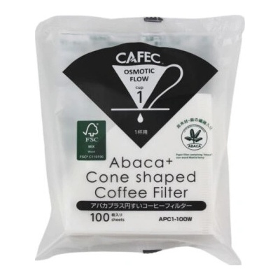 Cafec Abaca+ Cone papierové filtre 01 100 ks