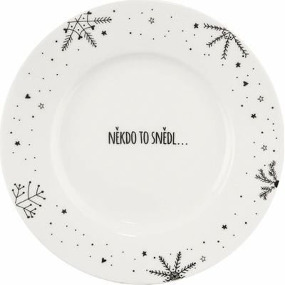 Dakls Biely servírovací porcelánový tanier s vianočným motívom 20 cm