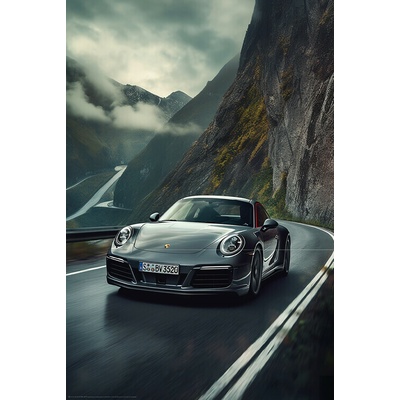 Plagát, Obraz - Sport Car 911 racing in the Mountains, 61 × 91.5 cm