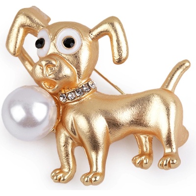 Stoklasa brož s broušenými kamínky pes 2 zlatá sv.