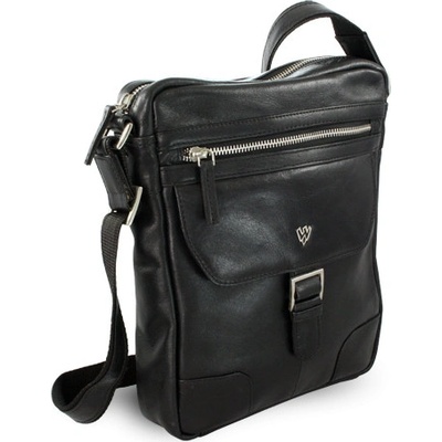 Černý pánský kožený zipový crossbag 215-1792-60
