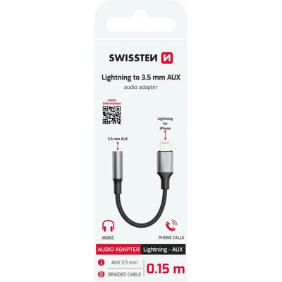Swissten AUX 0,15 m, černý 73502313