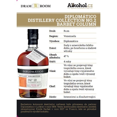 Diplomatico No. 2 Barbet Rum 4y 47% 0,04 l (holá láhev)