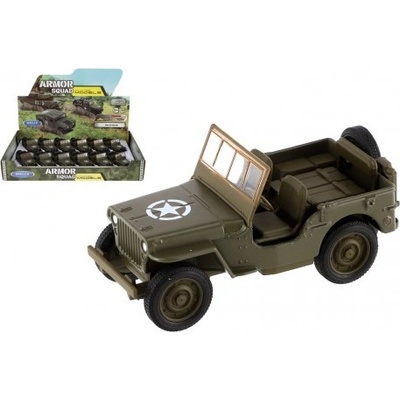 Welly Teddies Auto Jeep 1941 Willys MB terénní vojenské plast/kov 10cm volný chod 12ks v boxu