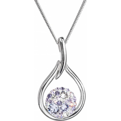 Evolution Group Strieborný náhrdelník so Swarovski kryštálmi kvapka 32075.3 violet
