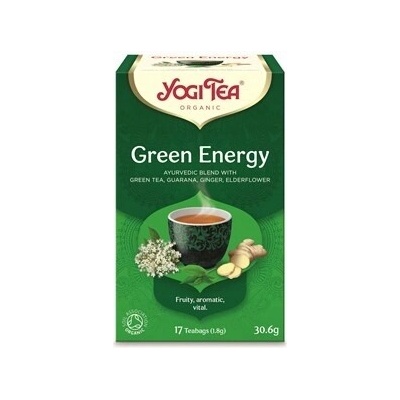 Yogi Tea Zelený čaj Energia guarana zázvor mäta BIO 17 x 1,8 g