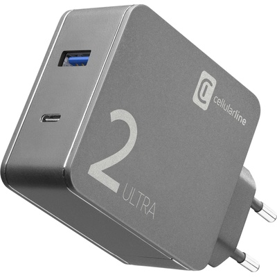 Cellularline Зарядно PD 220V UltraDuo USB, USB-C 45W USB-C кабел