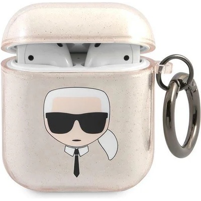 Karl Lagerfeld Калъф Karl Lagerfeld KLA2UKHGD Glitter Karl`s Head, за Apple AirPods, златен (KF000840-0)