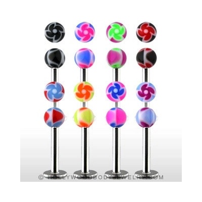 Šperky eshop Labret barevné kuličky s ornamentem spirály W42.39 Černá Červená