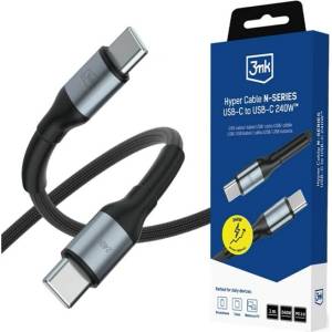 3mk Protection Hyper N-Series кабел за данни Type-C - Type-C, 100 см, ЧЕРЕН (GP-194105)