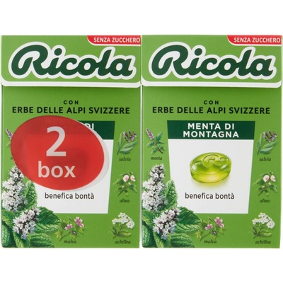 Ricola Cukríky Mäta bez cukru 2 x 50 g