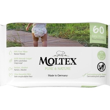 Moltex Pure & Nature EKO vlhčené ubrousky na bázi vody 60 ks