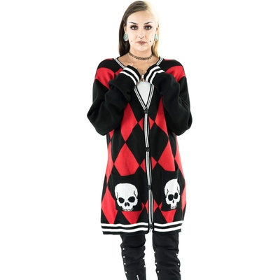 VIXXSIN дамски пуловер (жилетка) vixxsin - harlequin - black/red - ju-hrqnn-br