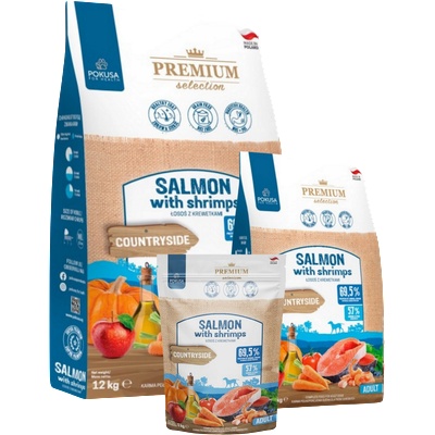 POKUSA Pokusa - храна за възрастни кучета със сьомга и скариди, 1кг, 3кг, 12 кг. - Полша (PO_1Slsh-1)