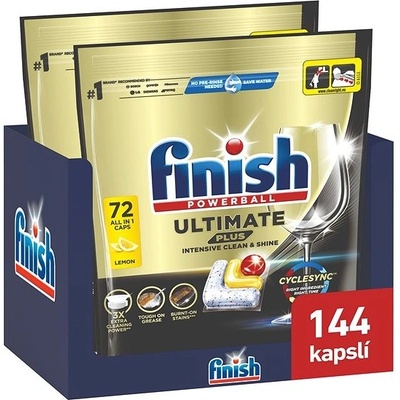 Finish Ultimate Plus All in 1 Lemon Sparkle kapsle do myčky 144 ks