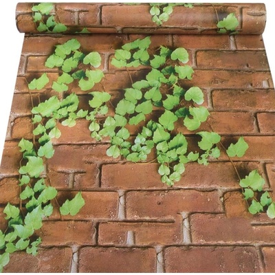 IMPOL TRADE 323 Samolepiace tapety červená tehla s brečtanom 45 cm x 10 m