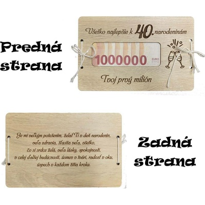 Dřevěná dárková obálka k narozeninám