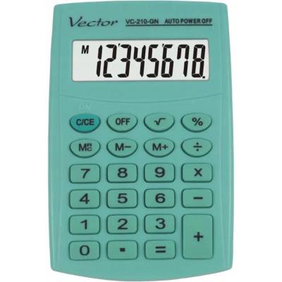 Vector Джобен калкулатор Vector KAV VC-210 GN, 8 цифри, 64x98.5 mm, светло зелен (Vector KAV VC-210 GN)