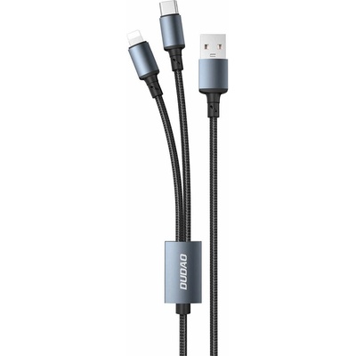 Универсален USB кабел с Lightning и USB-C конектори (120 см) - Dudao LBA 2-in-1 Charging Cable 6A (черен) (TGL2)