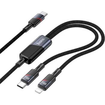 hoco. U139 кабел за данни 2в1 Type-C - Type-C/lightning, 120 см, ЧЕРЕН (U139)