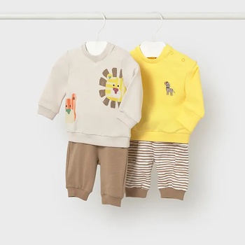 Mayoral Бебешки комплект 2 блузи и 2 панталона в жълто и бежово за новородено момче Mayoral